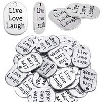 Inspiration Words Charms,30pcs Lettering Saying 'Live Love Laugh' Charms Message Pendants Alloy Jewelry Making Findings for Men & Women & Kids,26 * 18mm