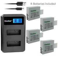Kastar Battery 4 Pack and LCD Dual Charger for Eken PG1050 & Eken H8 Eken H8 Pro H8R Eken H9 Eken H9R EKO Full HD 1080p WiFi EKO HD 720p EKO Ultra HD 4K WiFi Evolveo MiniDVR DV Evolveo Sportcam A8