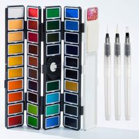 Artsy Watercolor Paint Set - 38 Assorted Colors with 3 Brushes in a Carrying Case - Professional Foldable Watercolor Field Sketch Set Perfect for Artists Students, Kids, Beginners & More