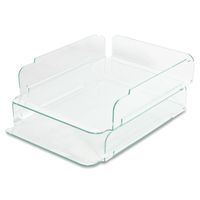 Lorell LLR80655 Stacking Letter Tray, 2 per Pack, Clear/Green