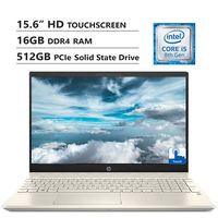 HP Pavilion 15.6" HD Touchscreen Laptop, Intel Core i5-8265U Up to 3.9GHz, 16GB DDR4 RAM, 512GB PCIe Solid State Drive, Wireless-AC, HDMI, USB Type-C, USB 3.0, RJ-45, Windows 10, Gold