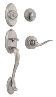Kwikset 9800-107 Shelburne Single Cylinder Handleset with Tustin Lever featuring SmartKey in, Satin Nickel