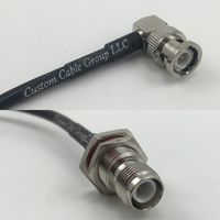 6 inch RGU178 BNC MALE ANGLE to RP-TNC FEMALE BULKHEAD Pigtail Jumper RF coaxial cable 50ohm High Quality Quick USA Shipping