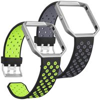 SKYLET Compatible with Fitbit Blaze Bands with Frames, 2 Pack Sport Silicone Replacement Breathable Wristbands Compatible with Fitbit Blaze Smart Watch Men Women Black