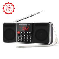 PRUNUS J-288 AM/FM Radio Portable, Hands-Free Bluetooth Radio Stereo Speaker with Sleep Timer, Power-Saving Display, Ultra-Long Antenna, AUX Input & USB Disk & TF Card MP3 Player(Black)