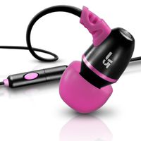 JLab Audio J5M Metal Earbuds Style Headphones w/Mic, Guaranteed for Life - Passionfruit Pink/Black
