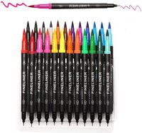 Dual Markers Brush Pen, Brush Tips & Colored Fine Point Pen Set for Lettering Writing Coloring Drawing,Planner Art Supplier,24 Colors