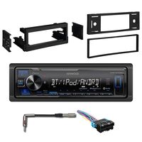 Kenwood KMM-BT225U Single-DIN Digital Media Bluetooth Receiver, Metra 99-3002 Dash Kit for Select 95-05 GM Vehicles, Radio Wiring Harness, Antenna Adapter