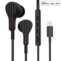 Rayz Smart Lightning Headphones Earphones -Tangle-Free Wired Earbuds with Microphone and Volume Control Compatible with iPhone 11 Pro Max X/XS Max/XR 8/P 7/P - Customizable via App (Black)