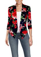 Womens Casual Work Office Open Front Blazer JK1133X 10963 Black/Mult 1X