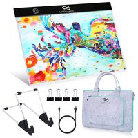 PP OPOUNT Diamond Painting B4 LED Light Pad Set Include B4 LED Light Tablet Pad, 15 Inch Polyester Felt Hand Held Case Bag and Stand Holder for DIY Art Craft Diamond Painting Sketching