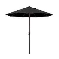 California Umbrella 9' Round Aluminum Market Umbrella, Crank Lift, Auto Tilt, Bronze Pole, Black Olefin