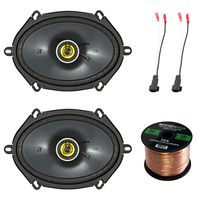 2x Kicker 450W 6x8" CS Series 2-Way Black Car Coaxial Speakers, 2X Enrock 16 Gauge Speaker Harness Adapter W/Red Bullet for Select Ford Vehicles 1998-UP, Enrock Audio 16-Gauge 50 Foot Speaker Wire