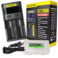 Nitecore SC2 battery charger bundle: 3A Fast charger for 16340/18650/RCR123A/14500 and more battery types with EdisonBright brand BBX3 Battery case