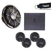 Wet Sounds Black Marine System: Two pairs of SW-65i-B 6.5" speakers, a 10" SW-10FAS4-B Subwoofer & SYN4 Amplifier