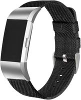 bayite Canvas Bands Compatible with Fitbit Charge 2, Soft Classic Replacement Wristband Straps Women Men, Black Small (5.5-6.7 Inch)