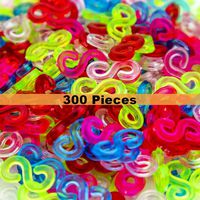 Creammuffin S Clips Connectors Rubber Connectors Refills for Loom Rubber Band for DIY Bracelet Making Refill Kit (300 pcs, Colorful)