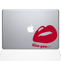 The Decal Guru Kiss Your Lips Decal Vinyl Sticker, 12" MacBook, Red (1441-MAC-12M-DR)
