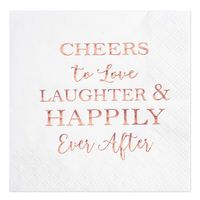 Crisky 50 Count Bridal Shower Napkins Disposable Cocktail Napkins 3-Ply Rose Gold Foil Text Beverage Napkins for Engagement Party Decorations & Wedding Shower