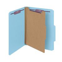 Smead Pressboard Classification File Folder with SafeSHIELD Fasteners, 1 Divider, 2" Expansion, Letter Size, Blue, 10 per Box (13730)