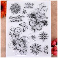 KWELLAM Merry Christmas Snowflakes Butterfly Clear Stamps for Card Making Decoration and DIY Scrapbooking