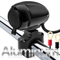 GoHawk CA-1 Heavy Duty Black Aluminum Waterproof Motorcycle Cigarette Lighter Adapter Female Socket Power Charger Cable 75" Ring Terminal For 7/8 to 1-1/4" Handlebar ATV UTV Phone GoPro GPS, 12V