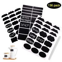 Lumuasky 136 Premium Chalkboard Labels Bulk - Free Erasable Chalk Pen - Dishwasher Safe Chalk Board Mason Jar Labels - Removable Waterproof Blackboard Sticker Label for Jars Glass Bottle Kids