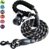 Toozey 5 FT Dog Leash, Rope Leash with Comfortable Padded Handle and Reflective Threads, Heavy Duty Braided Leash for Medium Large Dogs, Black