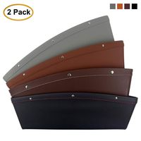 AK KYC 2 Pack Car Gap Filler Car Pocket Organizer Seat Console Seat Side Drop Caddy Catcher Premium PU Full Leather Interior Accessories - Gray Color