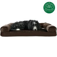 Furhaven Pet Dog Bed | Orthopedic Ultra Plush Faux Fur & Suede Traditional Sofa-Style Living Room Couch Pet Bed w/ Removable Cover for Dogs & Cats, Espresso, Large
