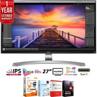 LG 27UD88-W 27-inch Class 4K UHD IPS LED Monitor 3840 x 2160 Bundle with Elite Suite 18 Standard Editing Software Bundle and 1 Year Extended Warranty