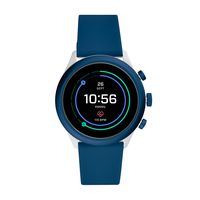 Fossil Men's Sport Heart Rate Metal and Silicone Touchscreen Smartwatch, Color: Grey, Navy Blue (Model: FTW4036)