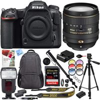 Nikon 1560 D500 20.9 MP CMOS DX Format Digital SLR Camera Bundle with 128GB Memory Card, Camera Backpack, 60 Inch Tripod, Monopod, Flash, 67mm Filter Sets, 67mm Filter Kit and Accessories (5 Items)
