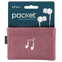 UT Wire Pocket Snap & Store Earphone Case Pouch, Dusty Rose Pink