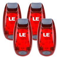 LE LED Bike Light, Bicycle Rear Light, 3 Lighting Modes, Clip On Cycling Taillight, Batteries Included, Pack of 4