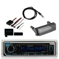 Kenwood Single DIN Bluetooth Marine Stereo Receiver, Metra Axxess Universal Steering Wheel Control, Metra Radio Cover Kit for Harley-Davidson Touring Motorcycle & Enrock Marine Antenna