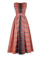 Rebecca Women Boho African Floral Print Pleated Dress Multi-Way Lace Up Sexy Beach Rave Club Party Back Dress (Long Style Back Dress Orange)