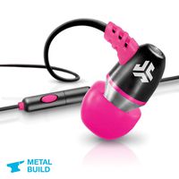 JLab Audio NEON Metal in-Ear Earbuds with Universal Mic for iPhone & Android, Guaranteed for Life - Black/Pink