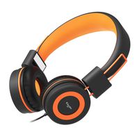 Elecder i37 Kids Headphones Children Girls Boys Teens Foldable Adjustable On Ear Headphones 3.5mm Jack Compatible iPad Cellphones Computer MP3/4 Kindle Airplane School Tablet Orange/Black