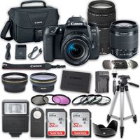 Canon EOS 77D DSLR Camera Bundle with Canon EF-S 18-55mm f/4-5.6 is STM Lens, Canon EF 75-300mm f/4-5.6 III Lens, 2pc SanDisk 32GB Memory Cards, Accessory Kit