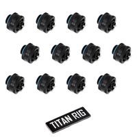 XSPC G1/4" to 3/8" ID, 5/8" OD Compression Fitting V2 for Soft Tubing, Matte Black, 12-Pack