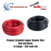 Best Connections 16 Gauge Wire RED & Black Power Ground 50 FT Each Primary Stranded Copper CLAD