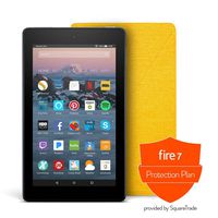 Fire 7 Protection Bundle with Fire 7 Tablet (16 GB, Black), Amazon Cover (Canary Yellow) and Protection Plan (3-Year)