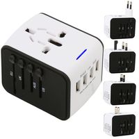 World Travel Adapter Universal Outlet Converter 4 USB Wall Charger All in One Plug Converter Andriod iPhone Charger US UK AU EU Europe Asia Germany Power Adaptors, NOT Convert Voltage (White)