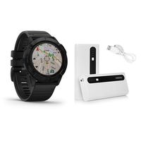 Garmin Fenix 6X Pro Black with Black Band, Premium Multisport GPS Watch (010-02157-00) and Aibocn 10,000mAh Portable Battery Charger Bundle