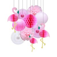Flamingo Party Honeycomb Decoration(Pink), Paper Pom Poms Paper Flowers Tissue Paper Fan Paper Lanterns for Hawaiian Beach Tropical Luau Party Birthday Baby Shower Wedding Festival Decorations
