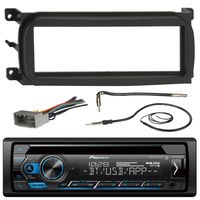 Pioneer DEH-S4200BT Bluetooth CD Stereo Audio Receiver - Bundle w/Metra Dash Kit for 1998-Up Chrysler/Dodge/Jeep Vehicles + Antenna Adapter Cable + Radio Wiring Harness + Antenna