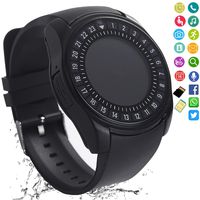FashionLive Smart Watch Bluetooth Smartwatch Touch Screen Camera Pedometer SIM Card Slot Text Call Sync Women Men Kids Phone Mate Compatible with Android iOS Mobile Cell Phones (Black)