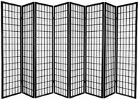 Legacy Decor Japanese Oriental Style Room Screen Divider Black, Cherry, Natural, Espresso or White Color (8-Panel, Black)
