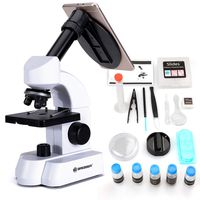 USCAMEL Bresser Kids Microscope Kit 40x-640x Magnification Compound Monocular Beginner Set for Student with Microscope Slides and Coverslips(White)